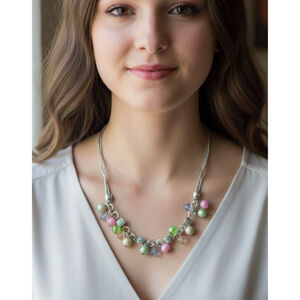 Brighton Mimosa Pink Green Beaded Necklace 2125